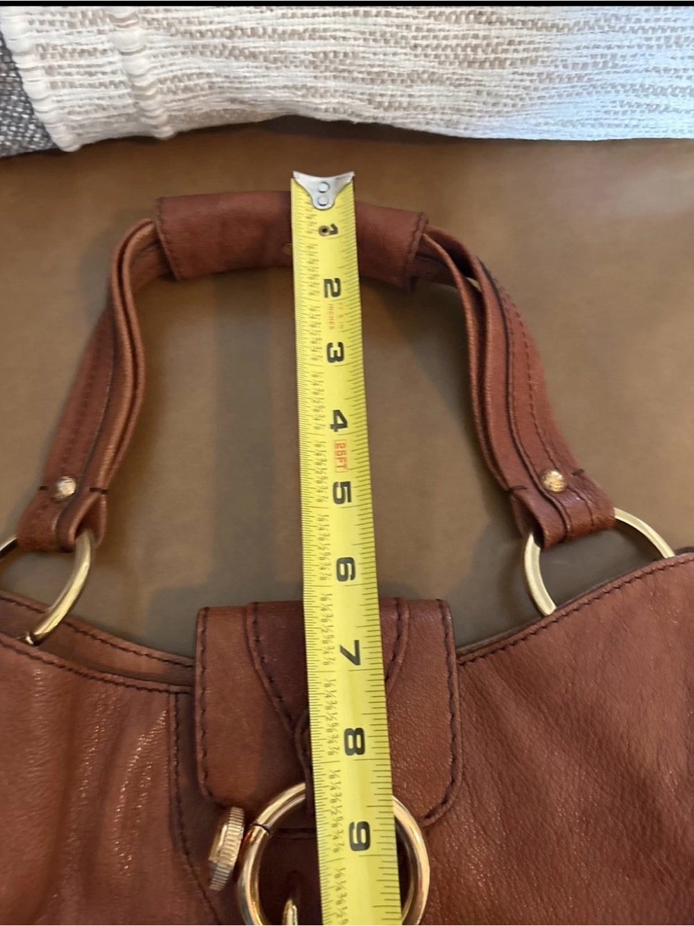 Tod's PEGGY Hobo Brown Grained look Leather Satchel with Gold Hardware - Picture 15 of 17